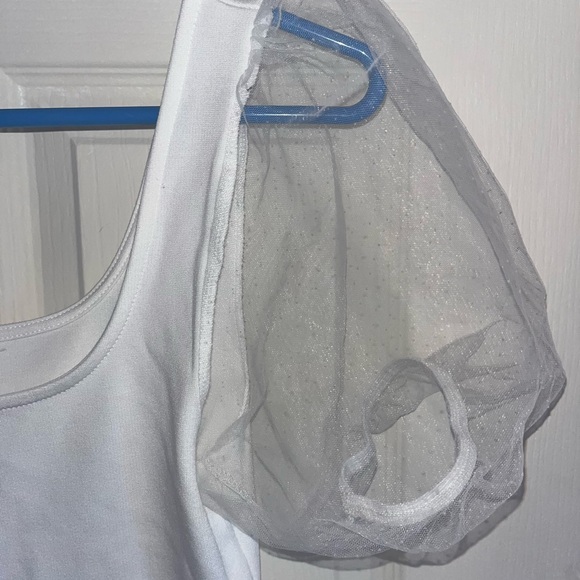 White Sheer Puffy Sleeves Top - Picture 4 of 4